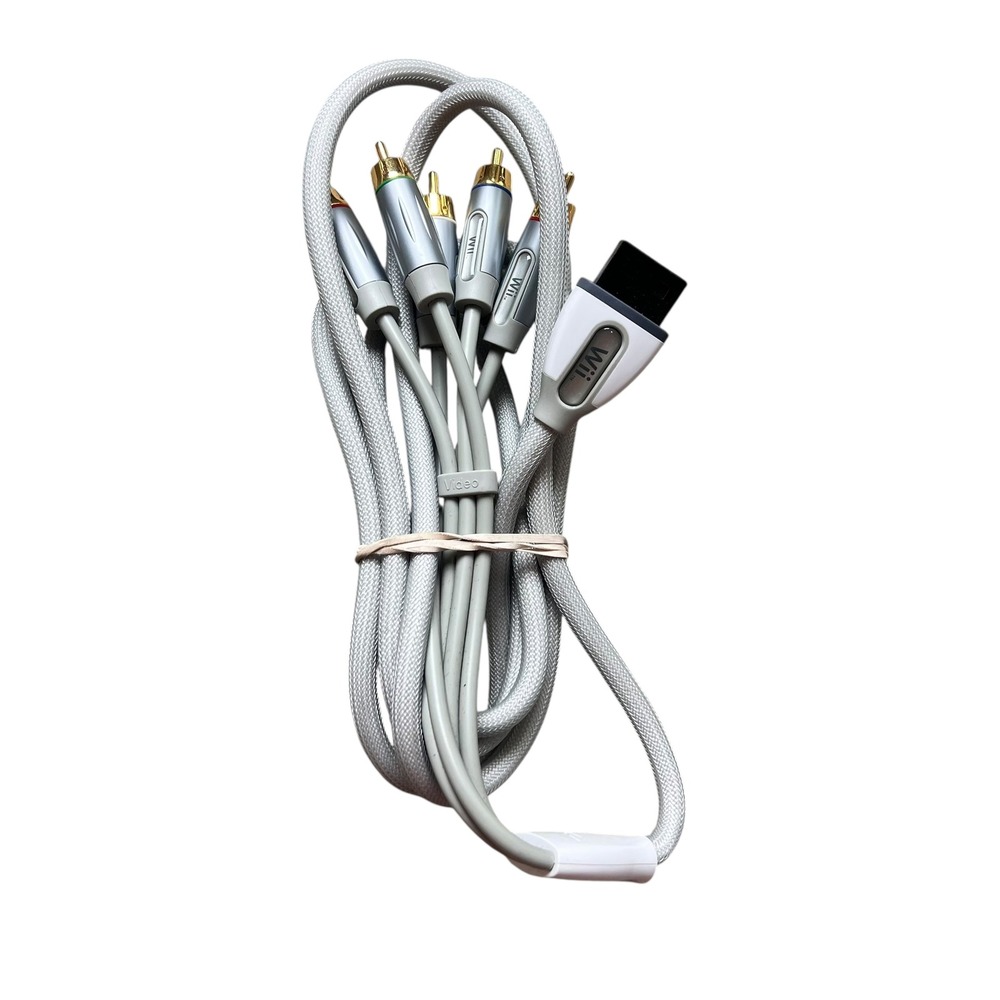 Nintendo Wii Component Video Cable RVL-011 Gray Braided Gold Plated AV Cord 77in